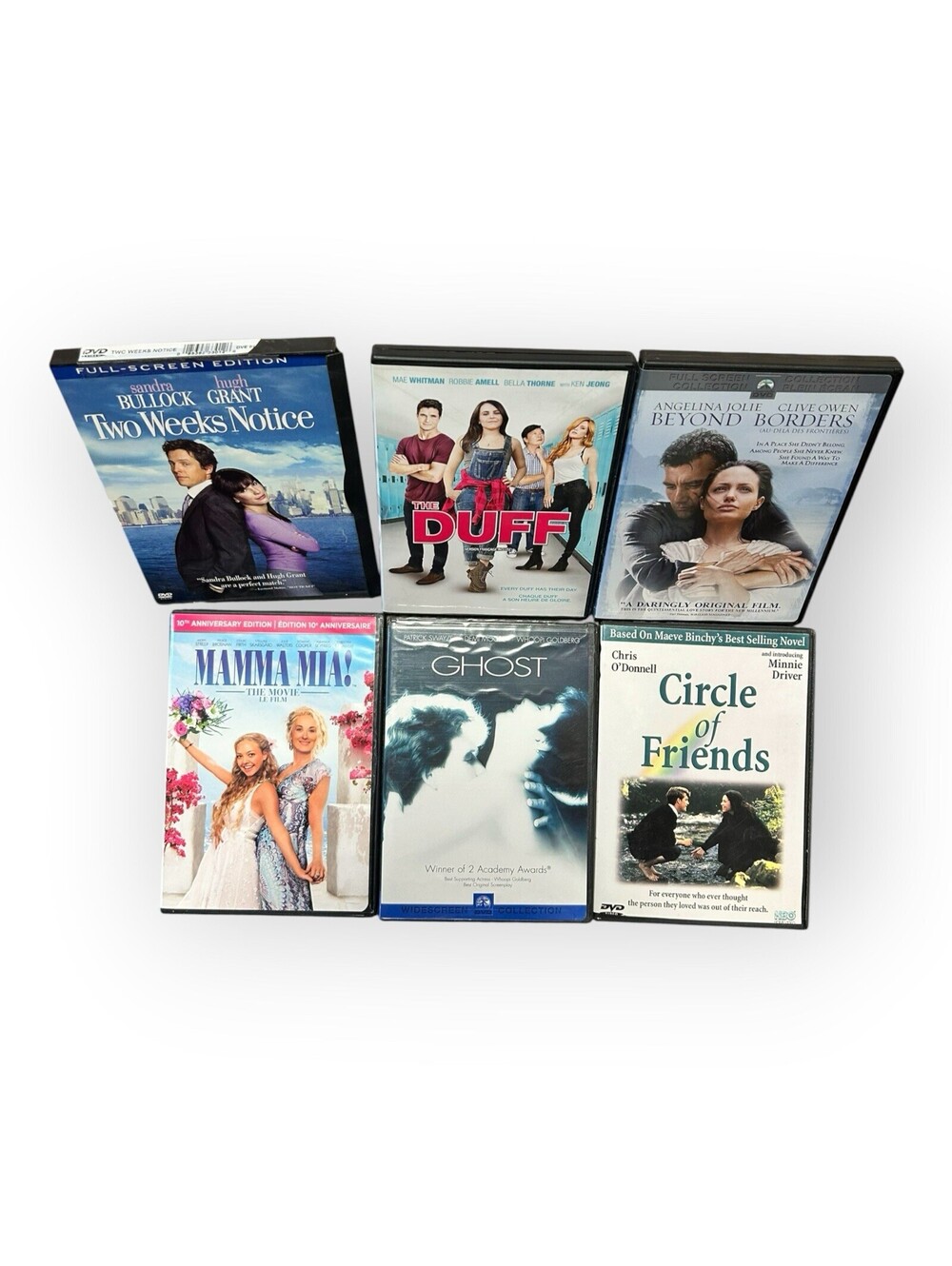 6 Romantic Movies DVD Lot Ghost Mamma Mia Two Weeks Notice The DUFF & More